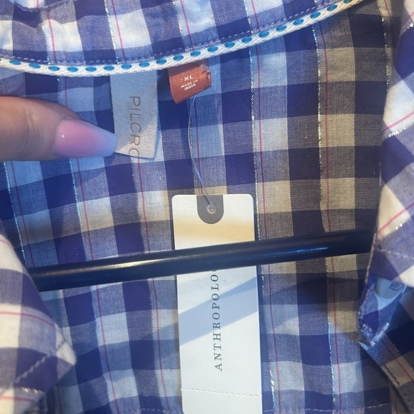 NWT Pilcro by Anthropologie long sleeved button up shirt ombré & pocket-XL - Picture 3 of 9